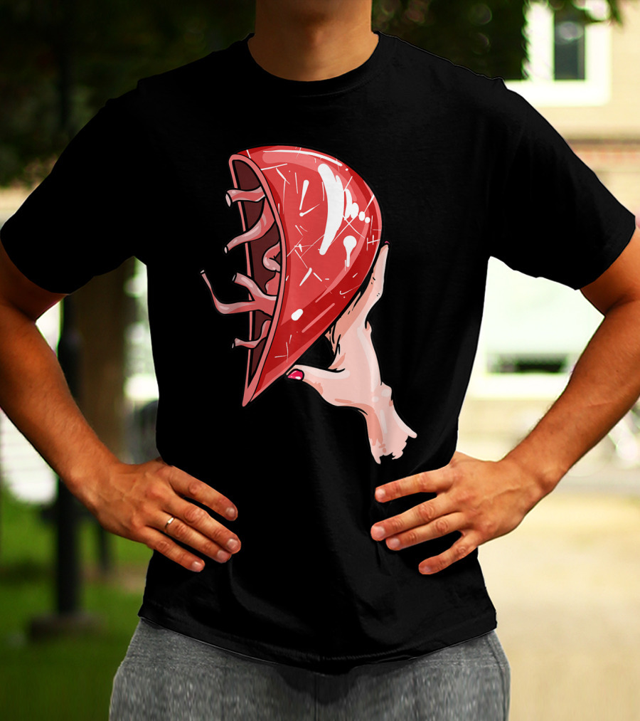 Hand Holding Semi-Open Anatomical Heart T-Shirt