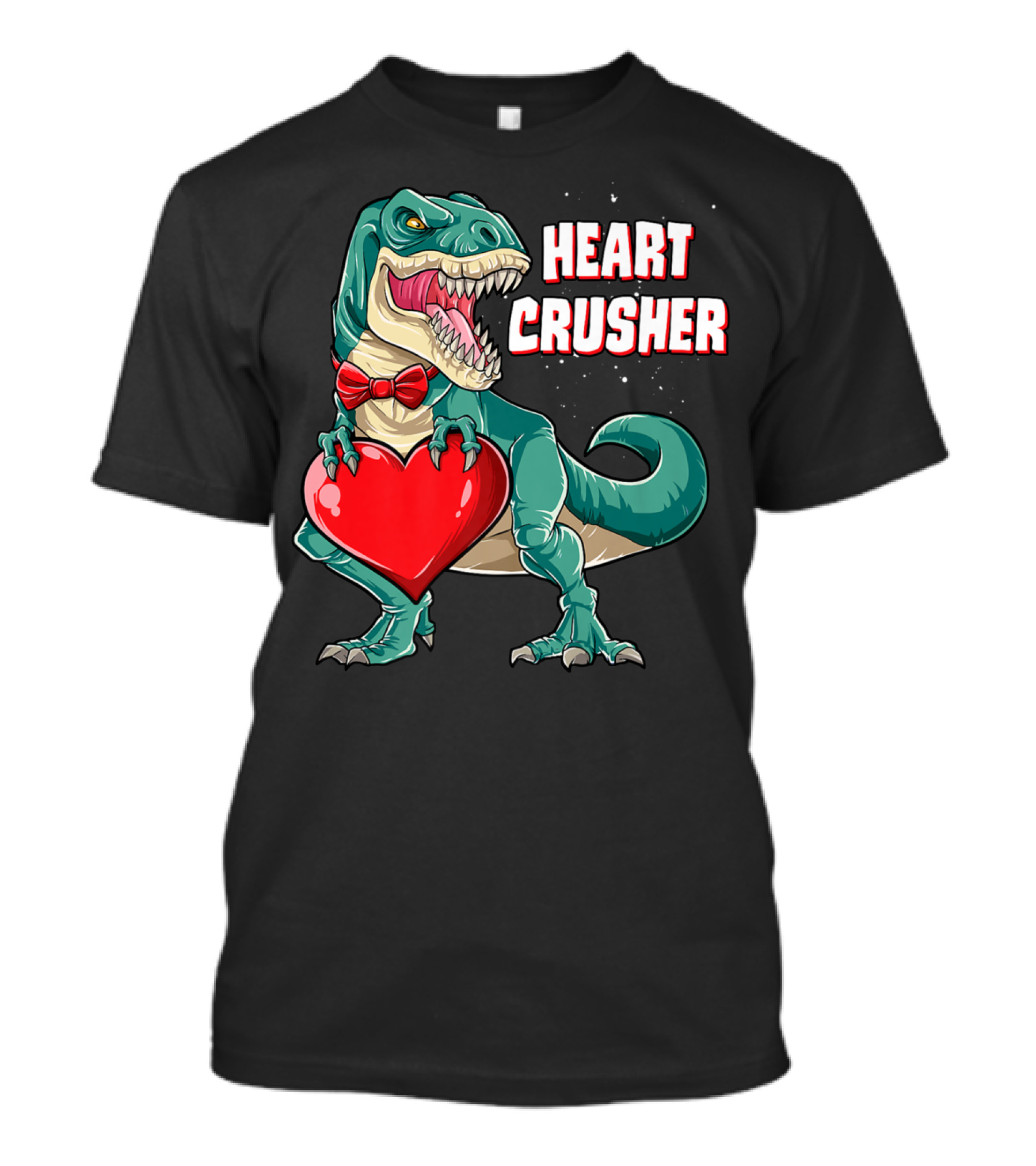 Heart Crusher Valentines Day Dinosaur Rex Bowtie Holding Heart T-Shirt