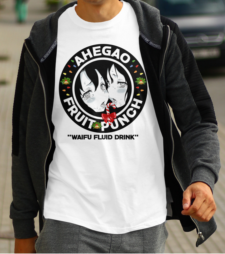 Ahegao Fruit Punch Waifu Fluid Drink Merry Christmas Lewd Anime T-Shirt