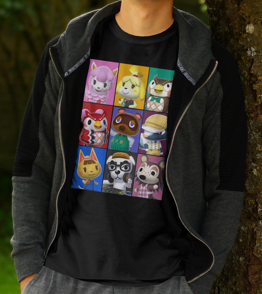 Animal Crossing Character Grid Featuring Isabelle And Tom Nook T-Shirt