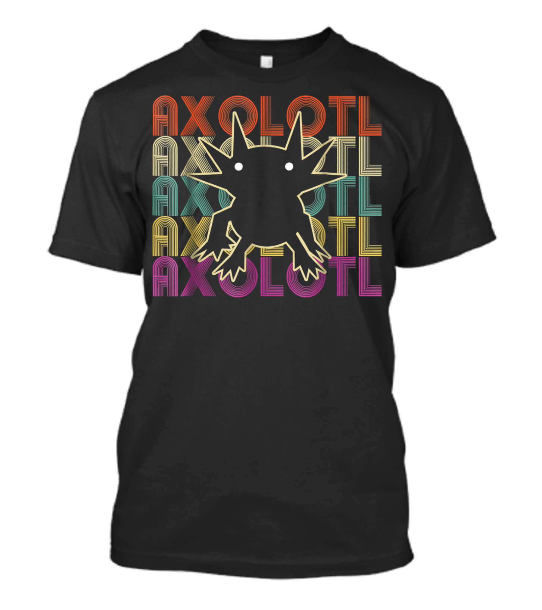 Axolotl Axolotl Retro Multicolor Outline T-Shirt