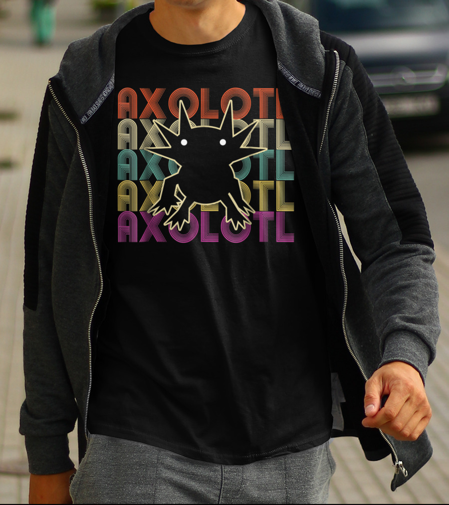 Axolotl Axolotl Retro Multicolor Outline T-Shirt