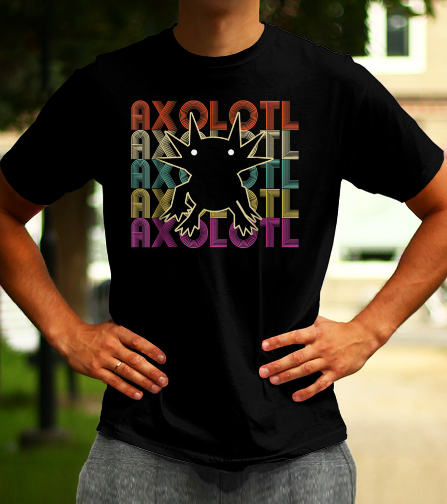 Axolotl Axolotl Retro Multicolor Outline T-Shirt
