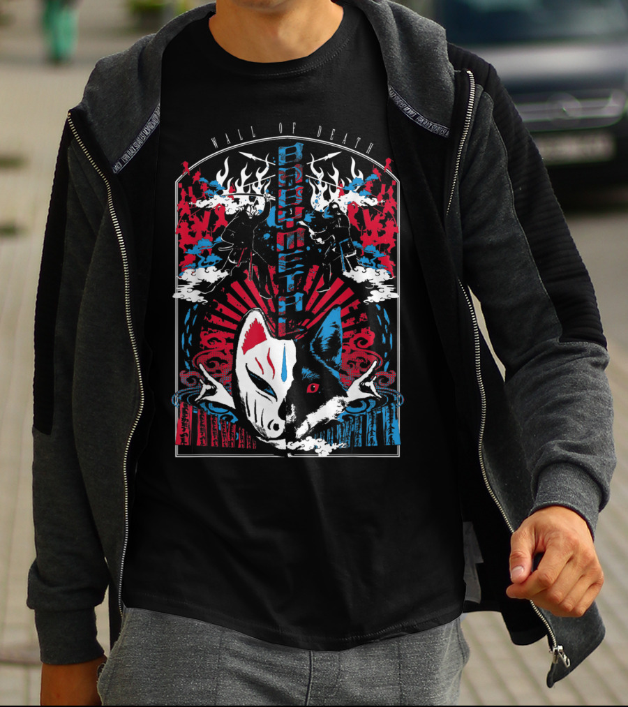 Babymetalfcus Wall Of Death Katana Mask Warriors Flames Red Blue Japan T-Shirt