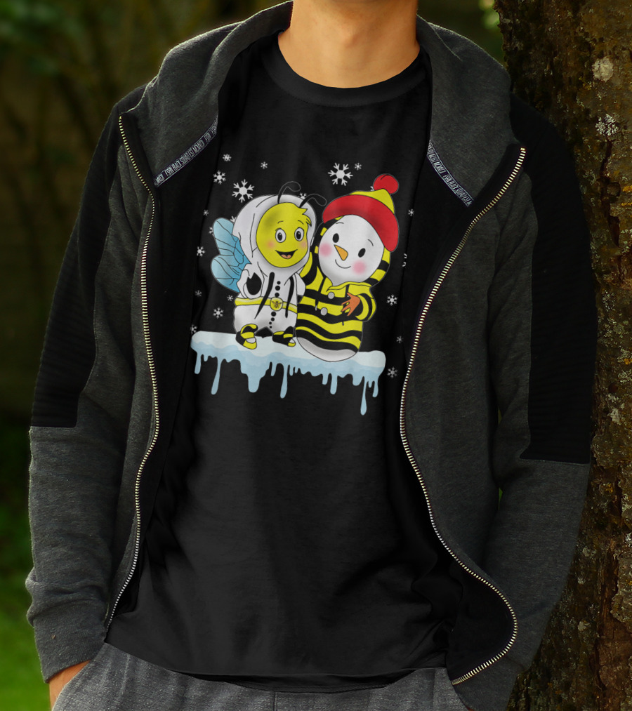 Snowman And Bee Holiday Friendship T-Shirt