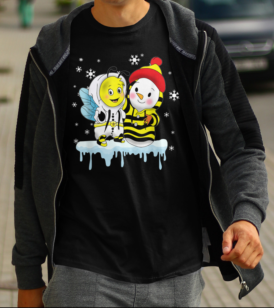 Snowman And Bee Holiday Friendship T-Shirt