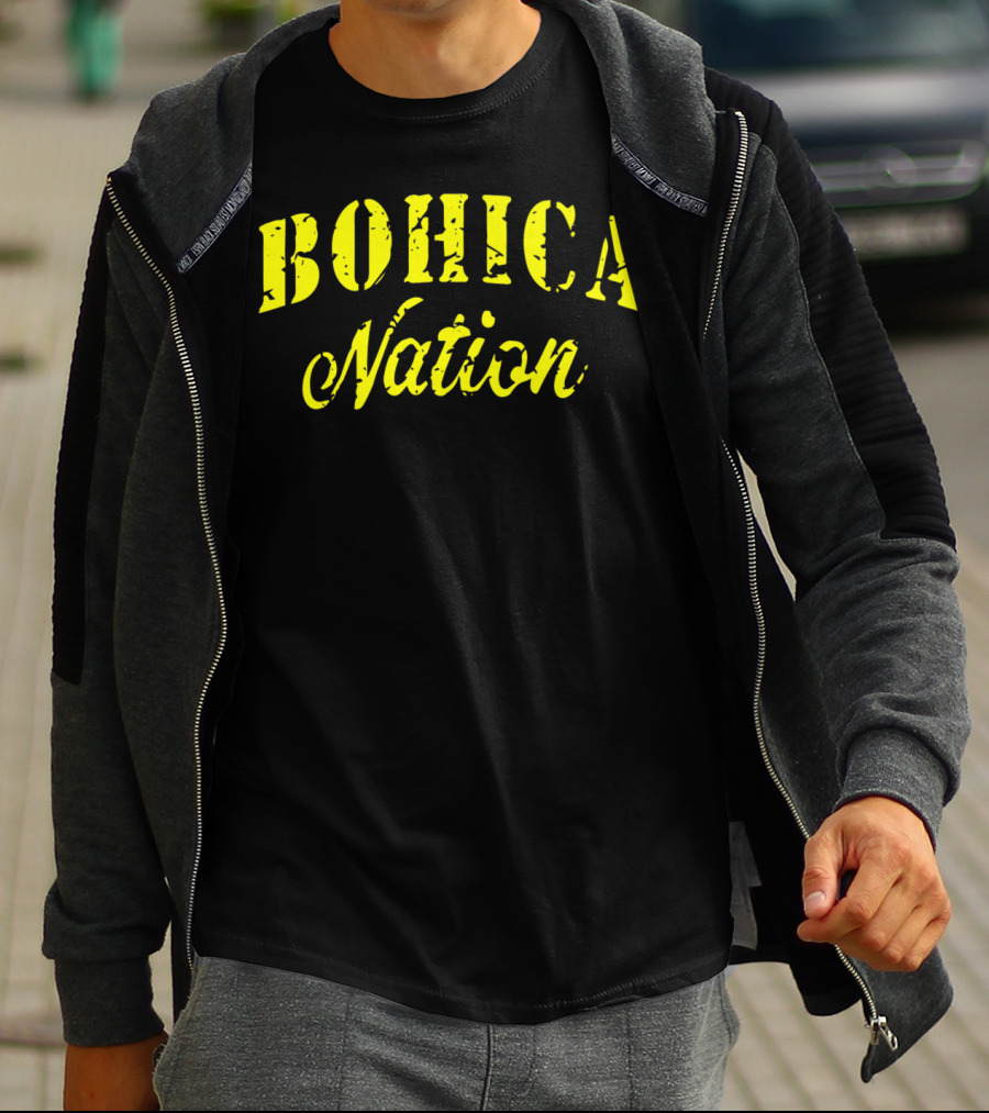 BOHICA Nation Military Style Stencil Font Vintage Distressed Look T-Shirt