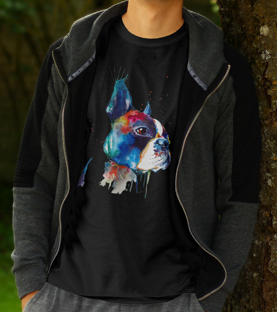 Boston Terrier Watercolor Funny Dog Breed Boston Terrier T-Shirt