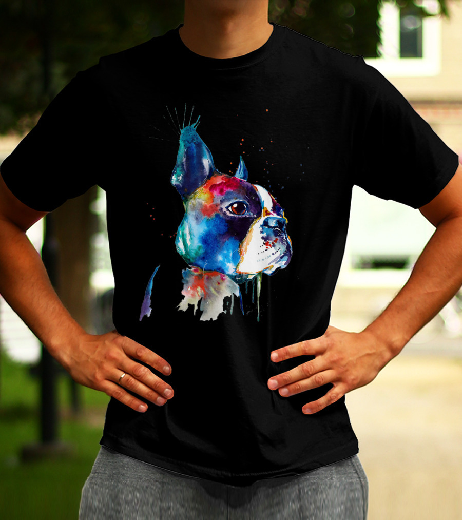 Boston Terrier Watercolor Funny Dog Breed Boston Terrier T-Shirt