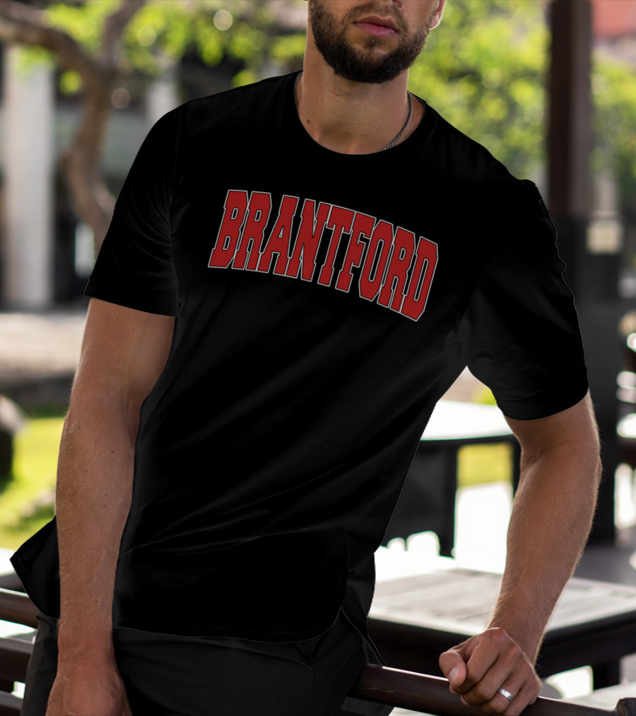 Brantford Canada Varsity Style Red Block Lettering T-Shirt