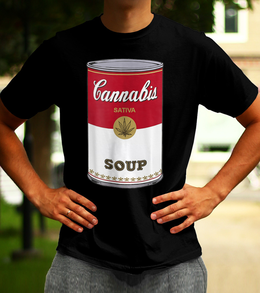 Cannabis Sativa Soup Can With Red And White T-Shirt