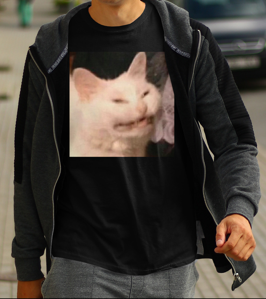 Confused Laughing Cat Meme Expression T-Shirt