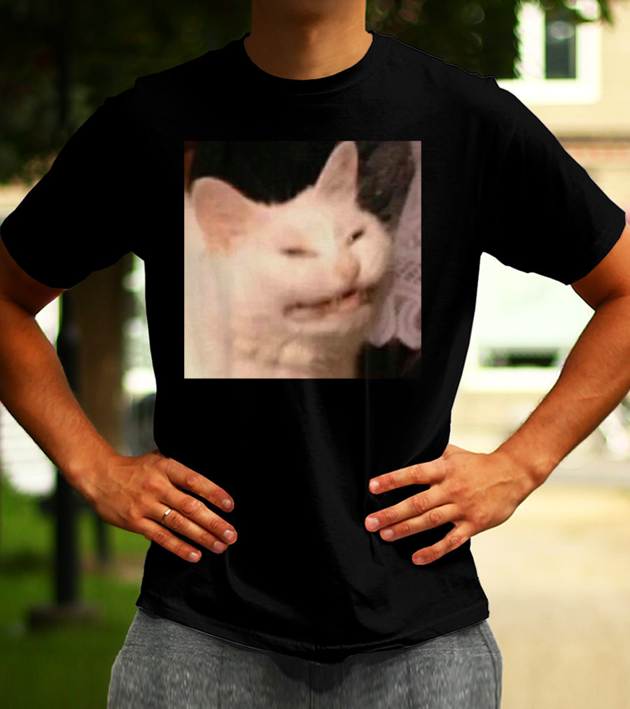 Confused Laughing Cat Meme Expression T-Shirt