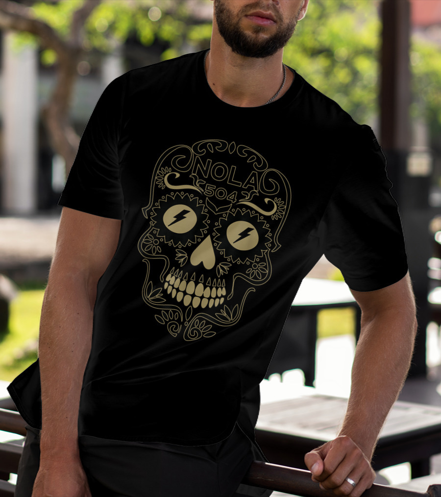 NOLA 504 Sugar Skull New Orleans Electric T-Shirt