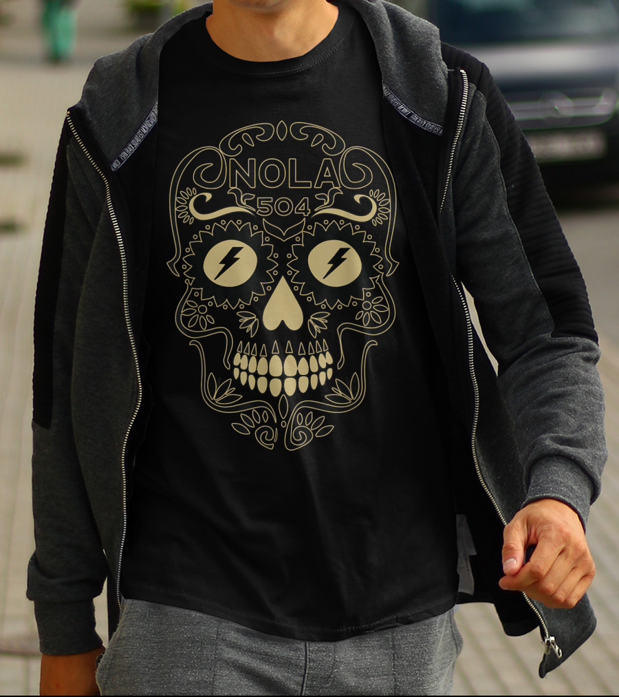 NOLA 504 Sugar Skull New Orleans Electric T-Shirt