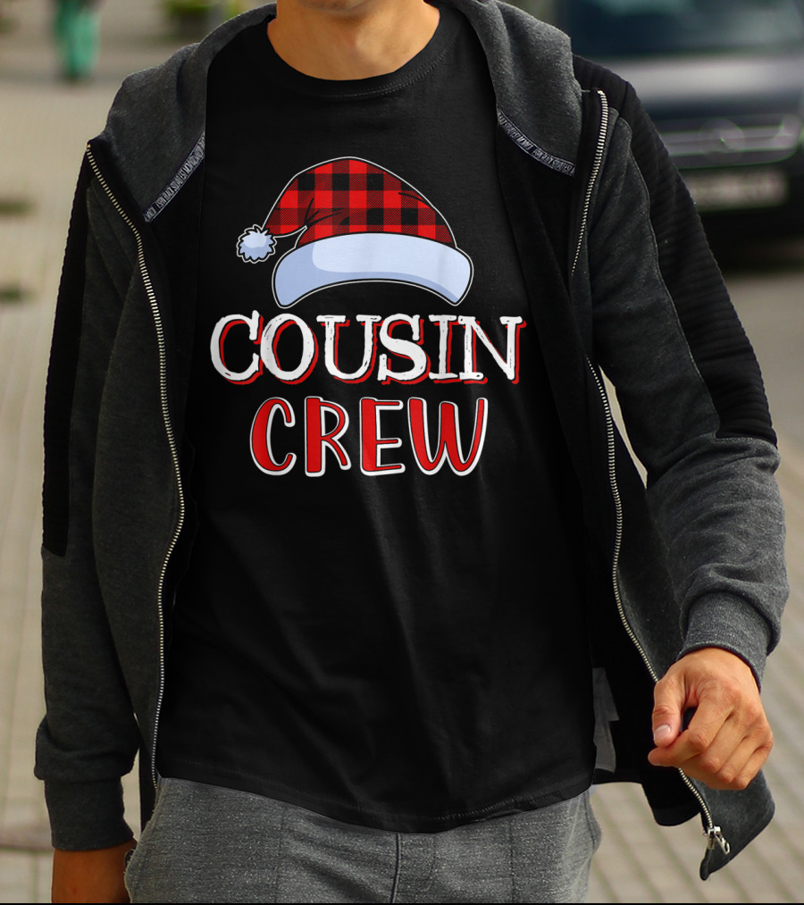 Cousin Crew Red Plaid Hat Holiday Family T-Shirt