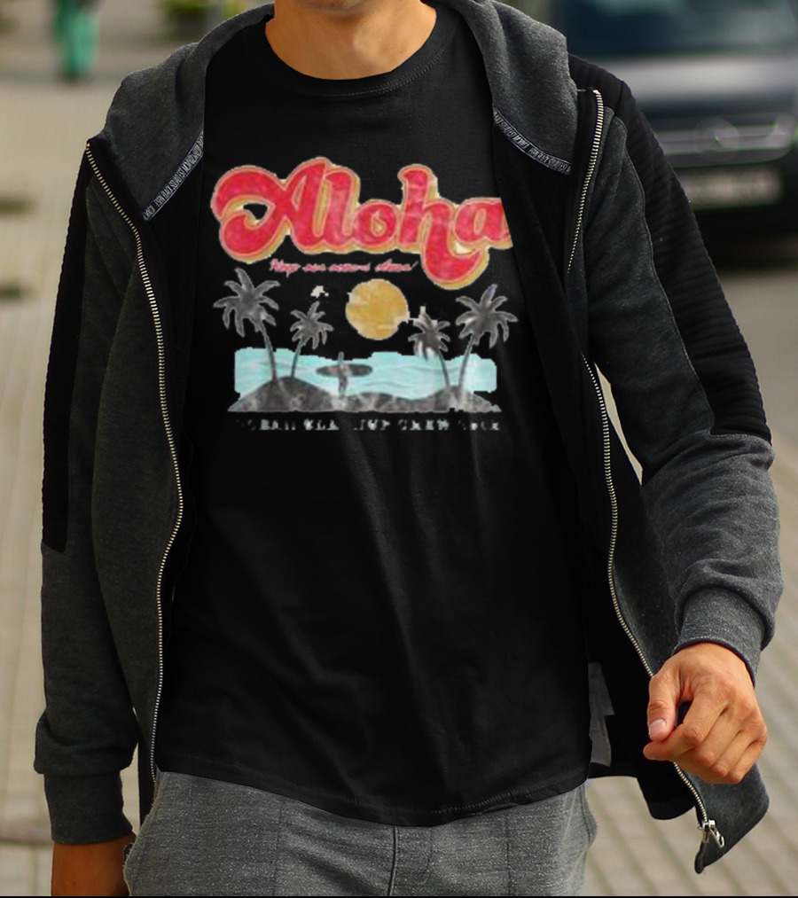 Aloha Hawaii Retro Vintage Beach Palms Sunset T-Shirt