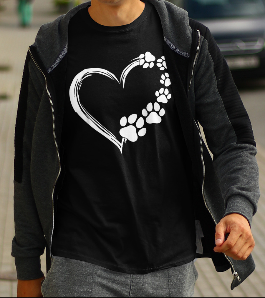 Puppy Paw Print Heart Cute Dog T-Shirt