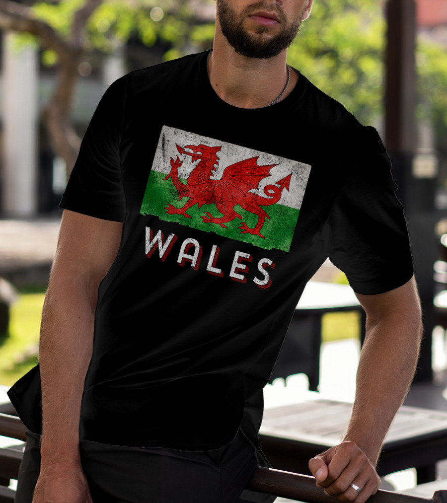 Wales Cymru Rugby Welsh Red Dragon Green Flag T-Shirt