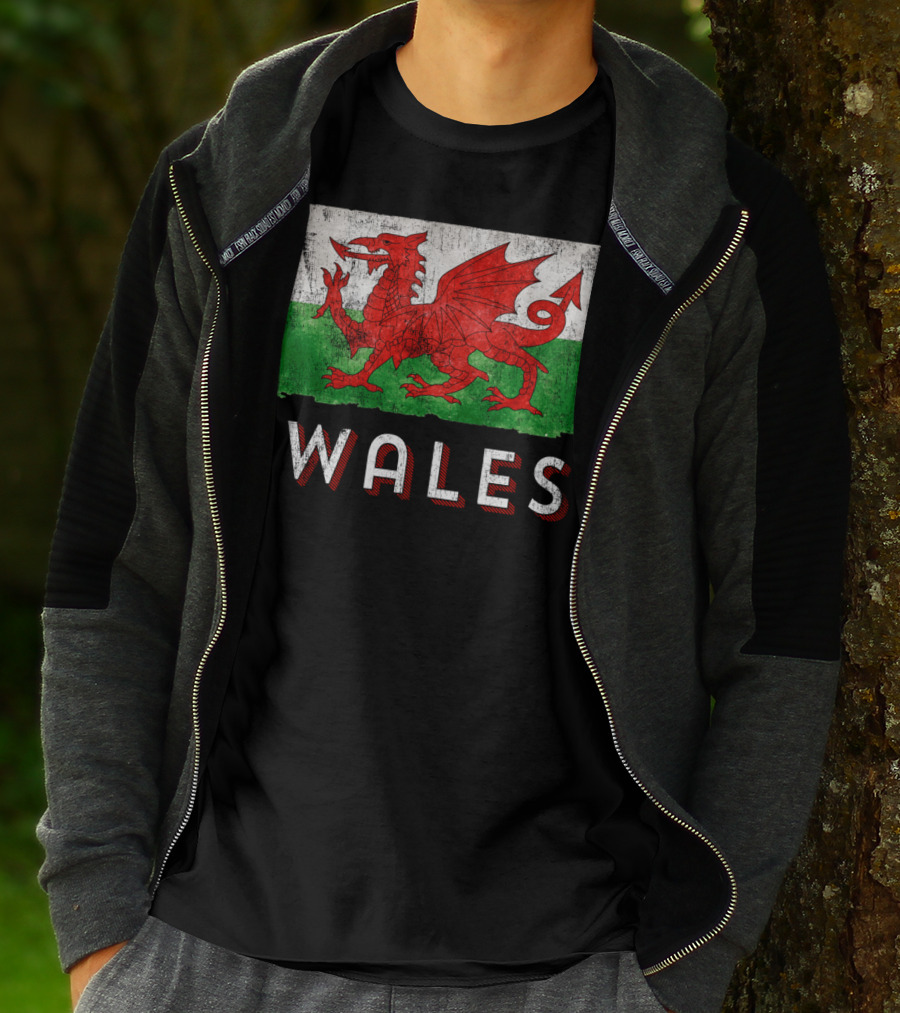 Wales Cymru Rugby Welsh Red Dragon Green Flag T-Shirt