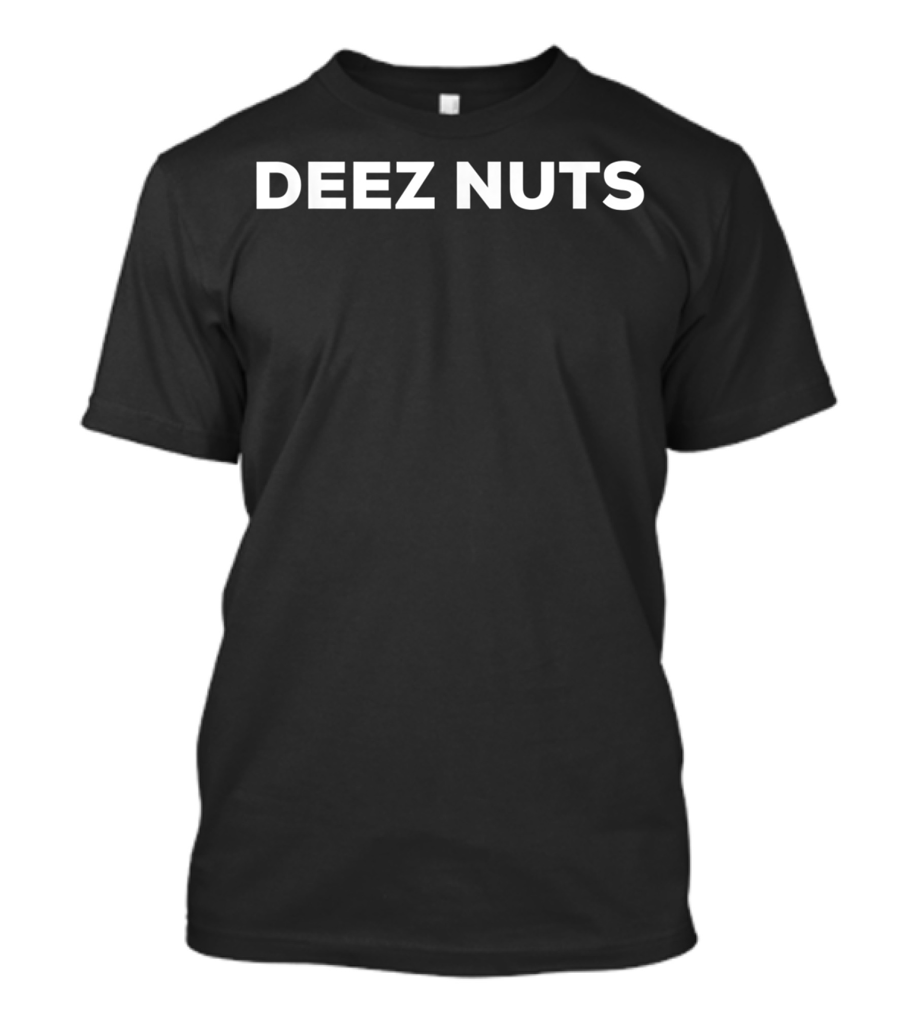 DEEZ NUTS Text Bold White T-Shirt