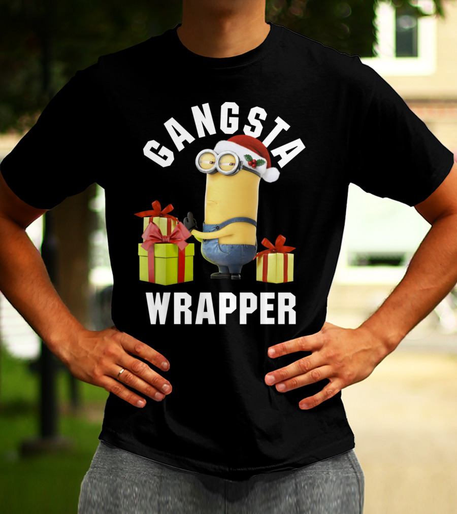 Despicable Me Minions Gangsta Wrapper Santa Holiday T-Shirt