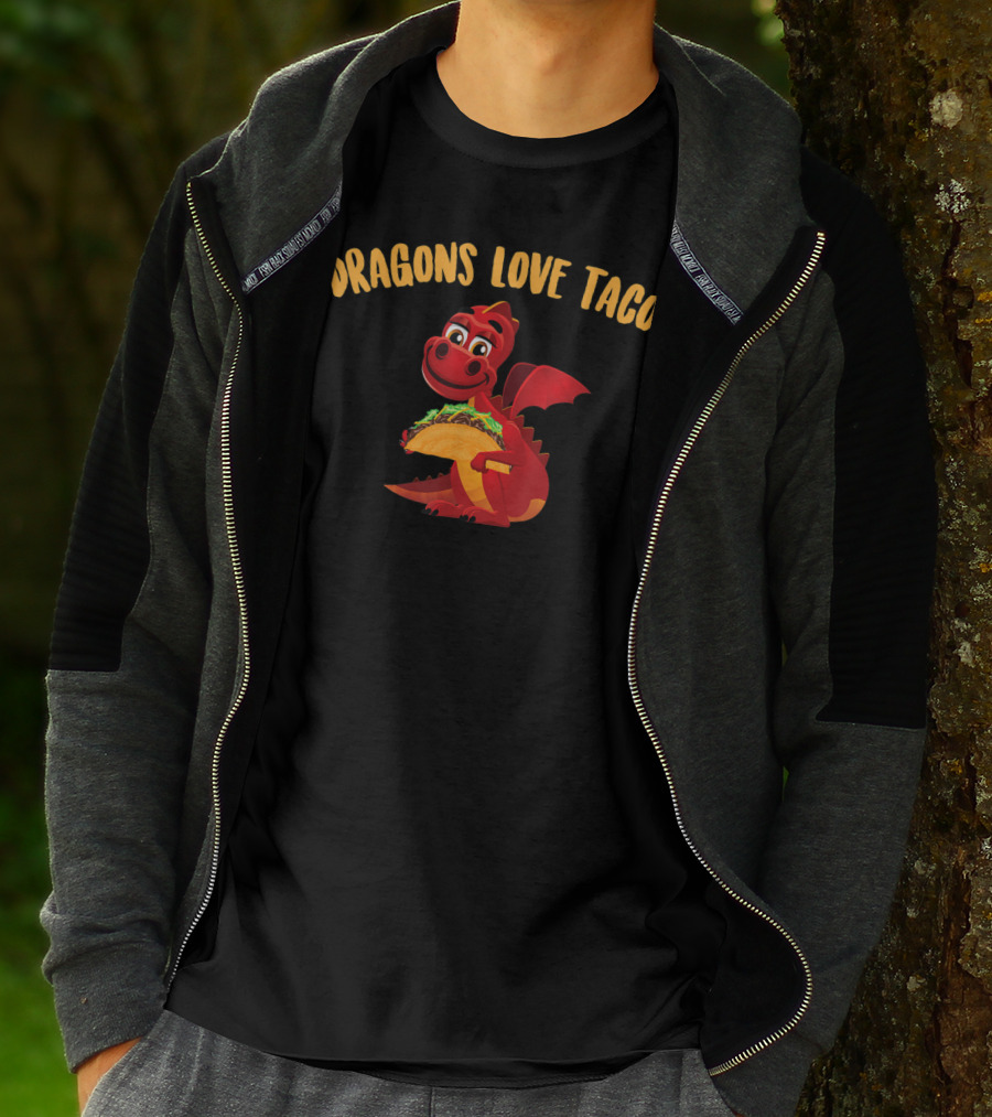 Dragons Love Tacos Red Dragon Holding Taco T-Shirt