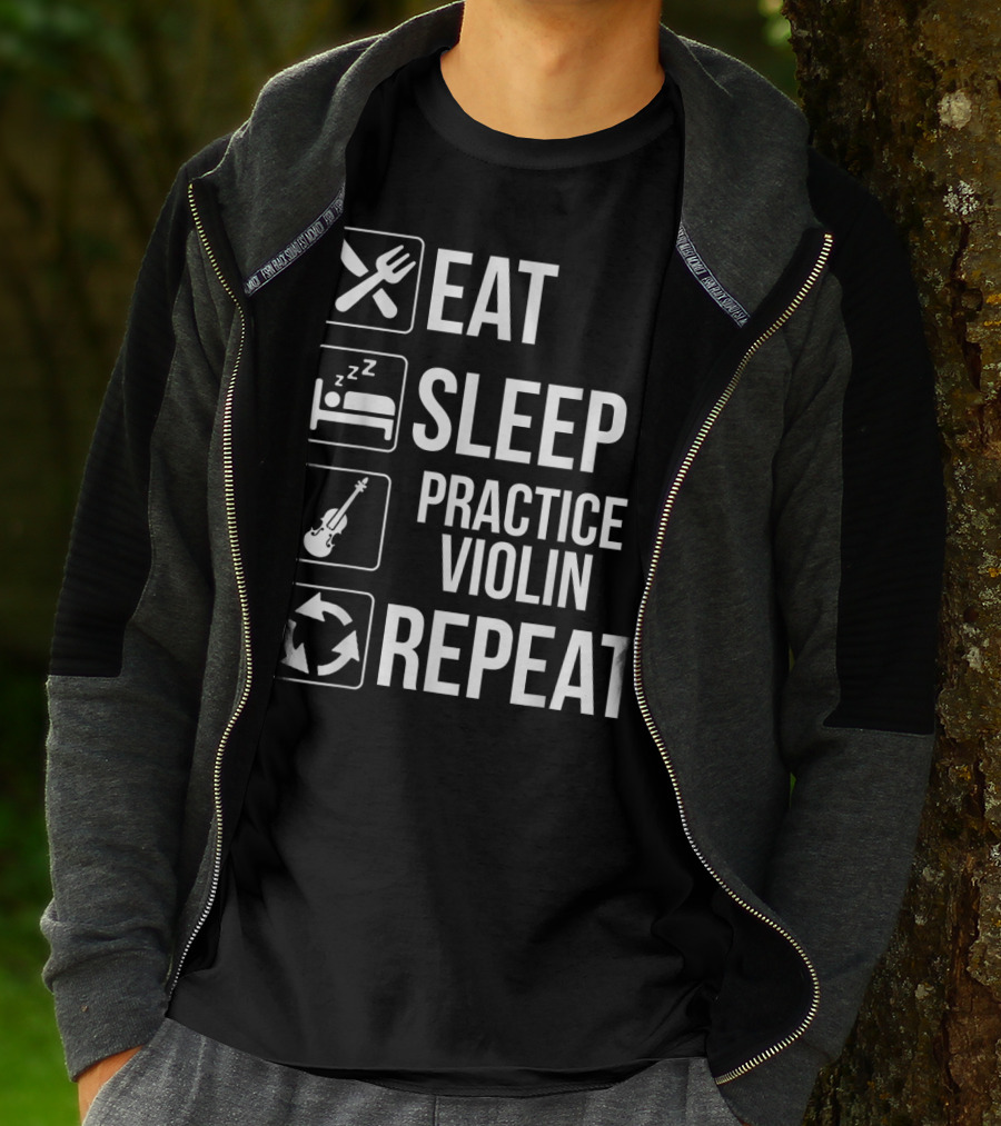 Eat Sleep Practice Violin Repeat Funny Music Routine Icons T-Shirt