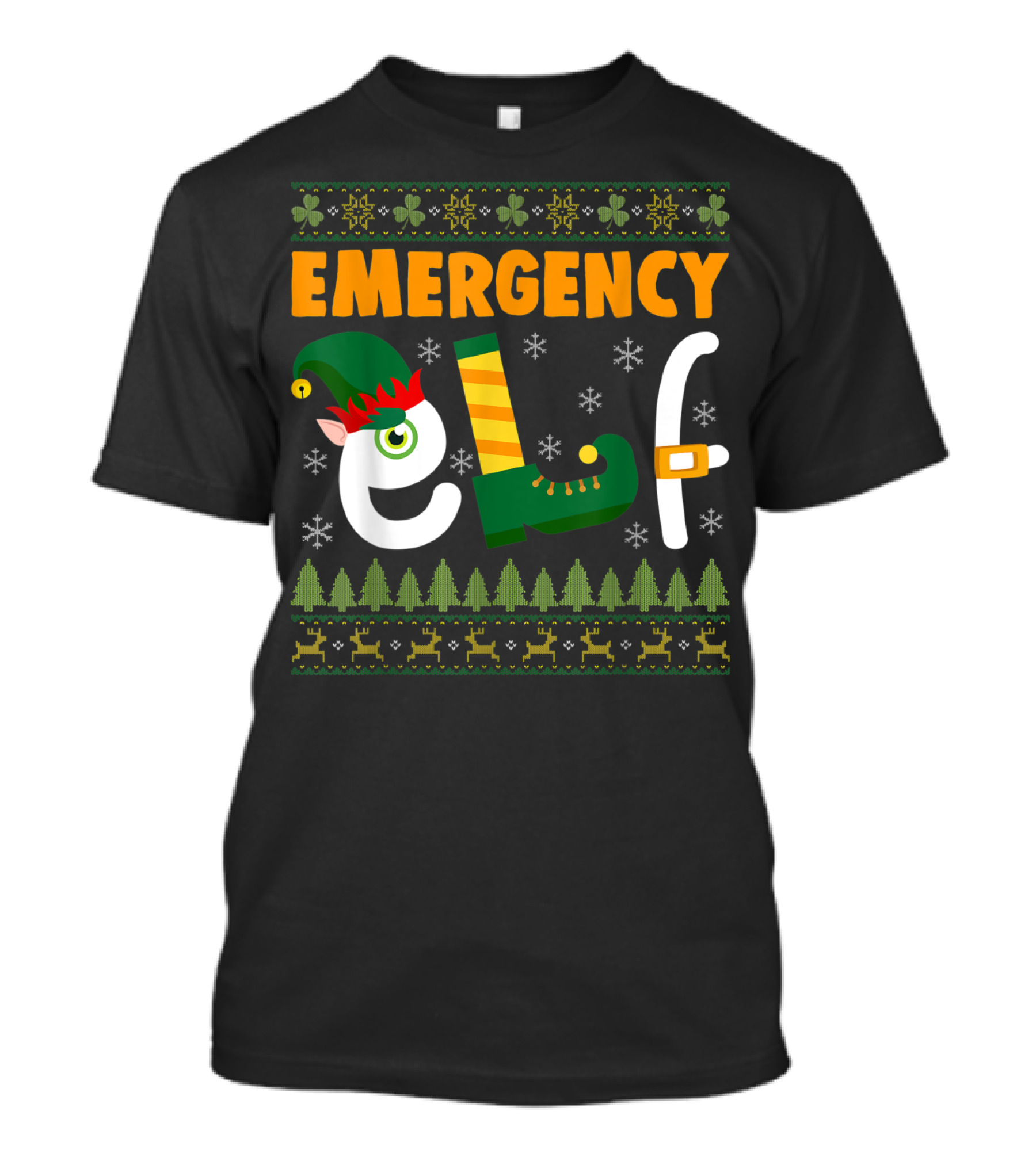 Emergency Elf Christmas Sweater With Festive T-Shirt
