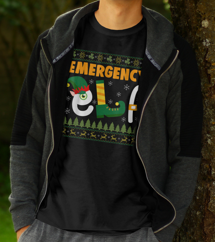 Emergency Elf Christmas Sweater With Festive T-Shirt