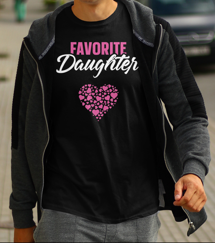 FAVORITE DAUGHTER Heart Pattern Mother's Day T-Shirt