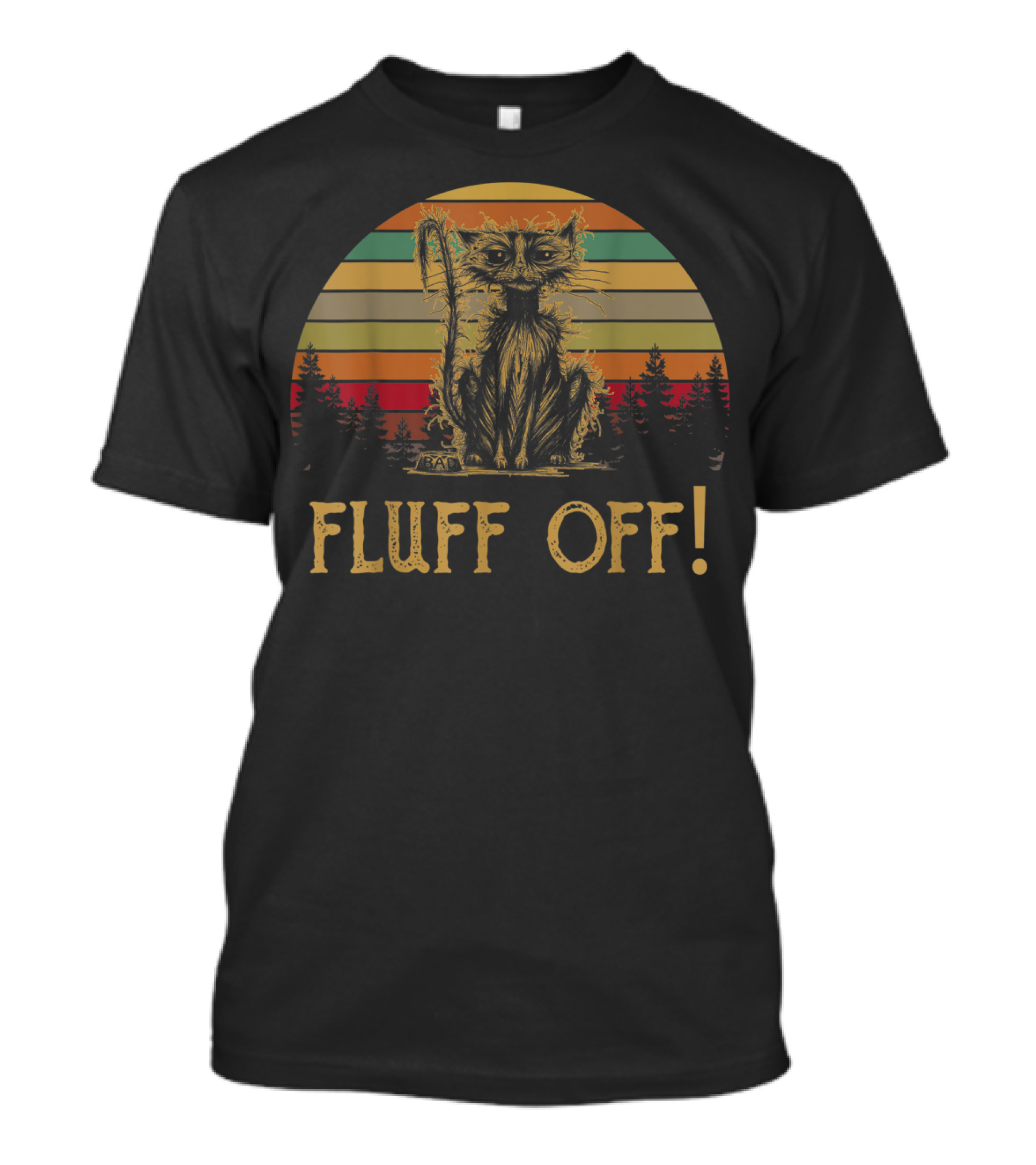 Fluff Off Vintage Sunset Cat T-Shirt