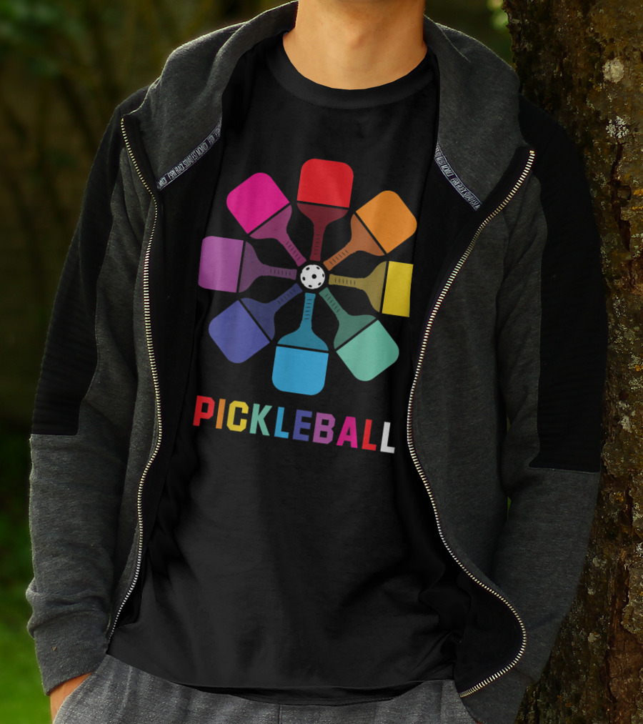 Pickleball Fan Colorful Paddle Pattern Player T-Shirt