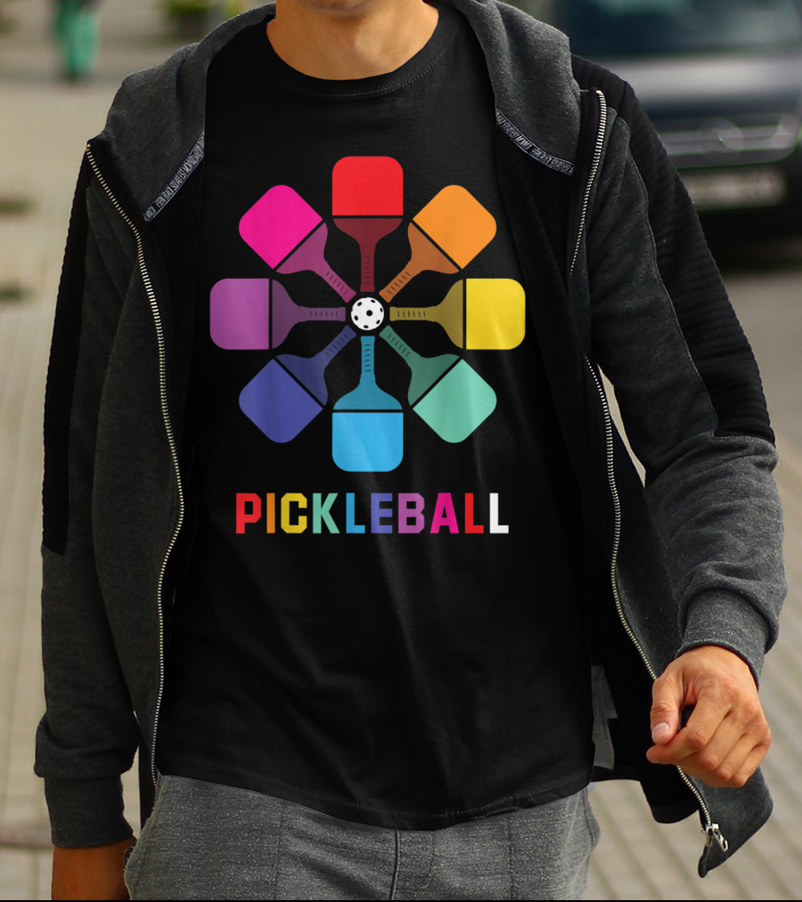 Pickleball Fan Colorful Paddle Pattern Player T-Shirt