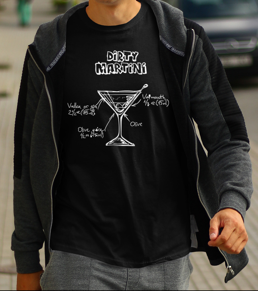 Dirty Martini Recipe Diagram For Nerdy Cocktail Enthusiasts T-Shirt