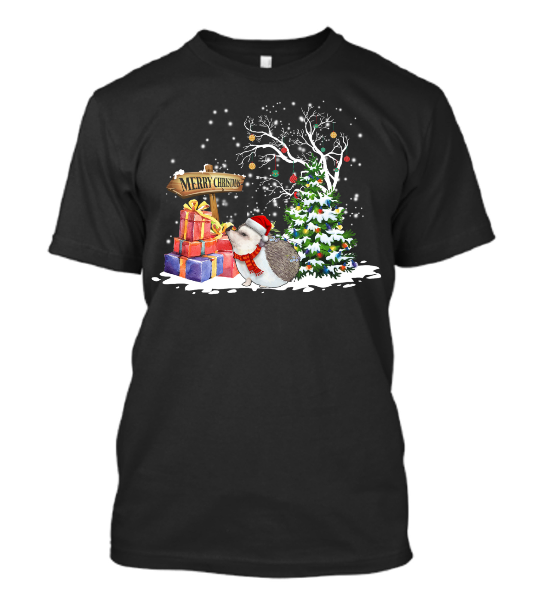 Merry Christmas Funny Hedgehog Santa Christmas Hedgehog Lover T-Shirt