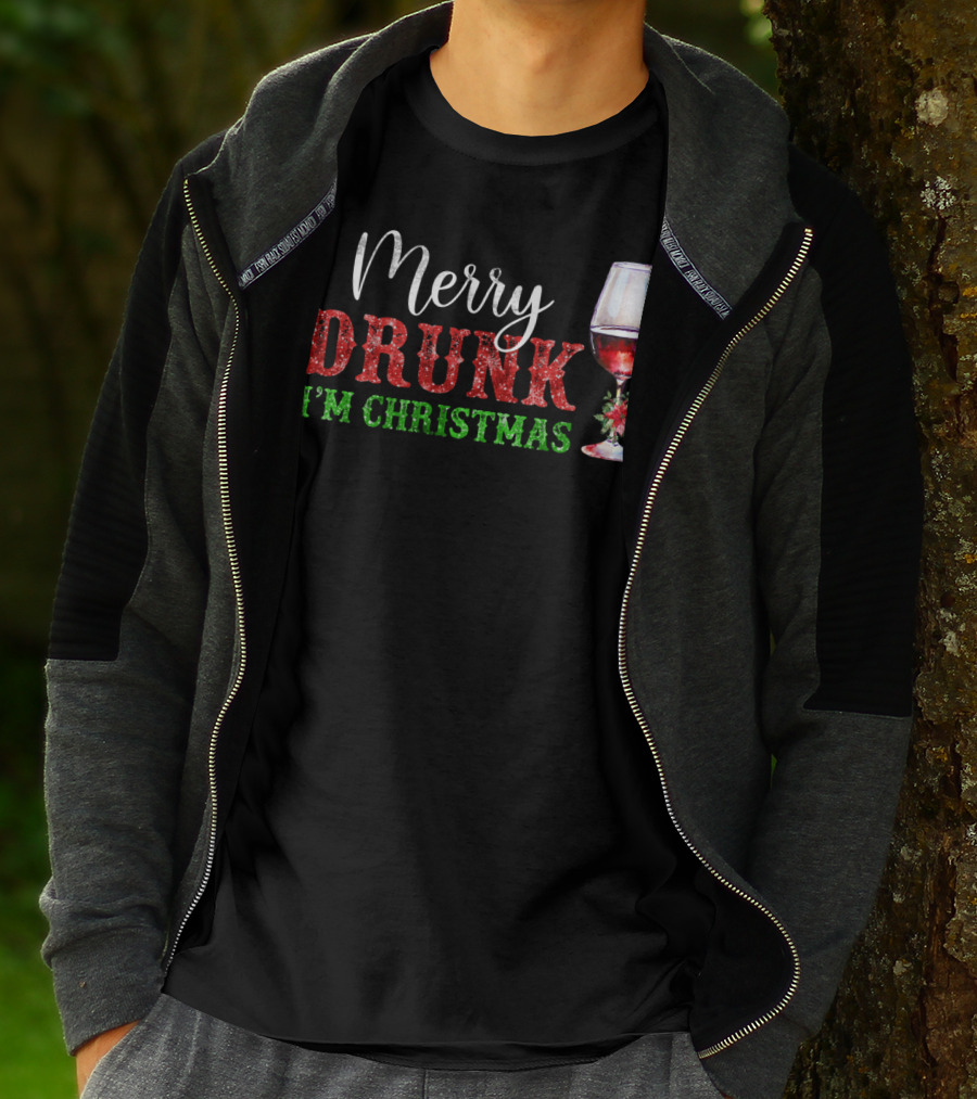 Merry Drunk I'm Christmas Glass Of Red Wine T-Shirt