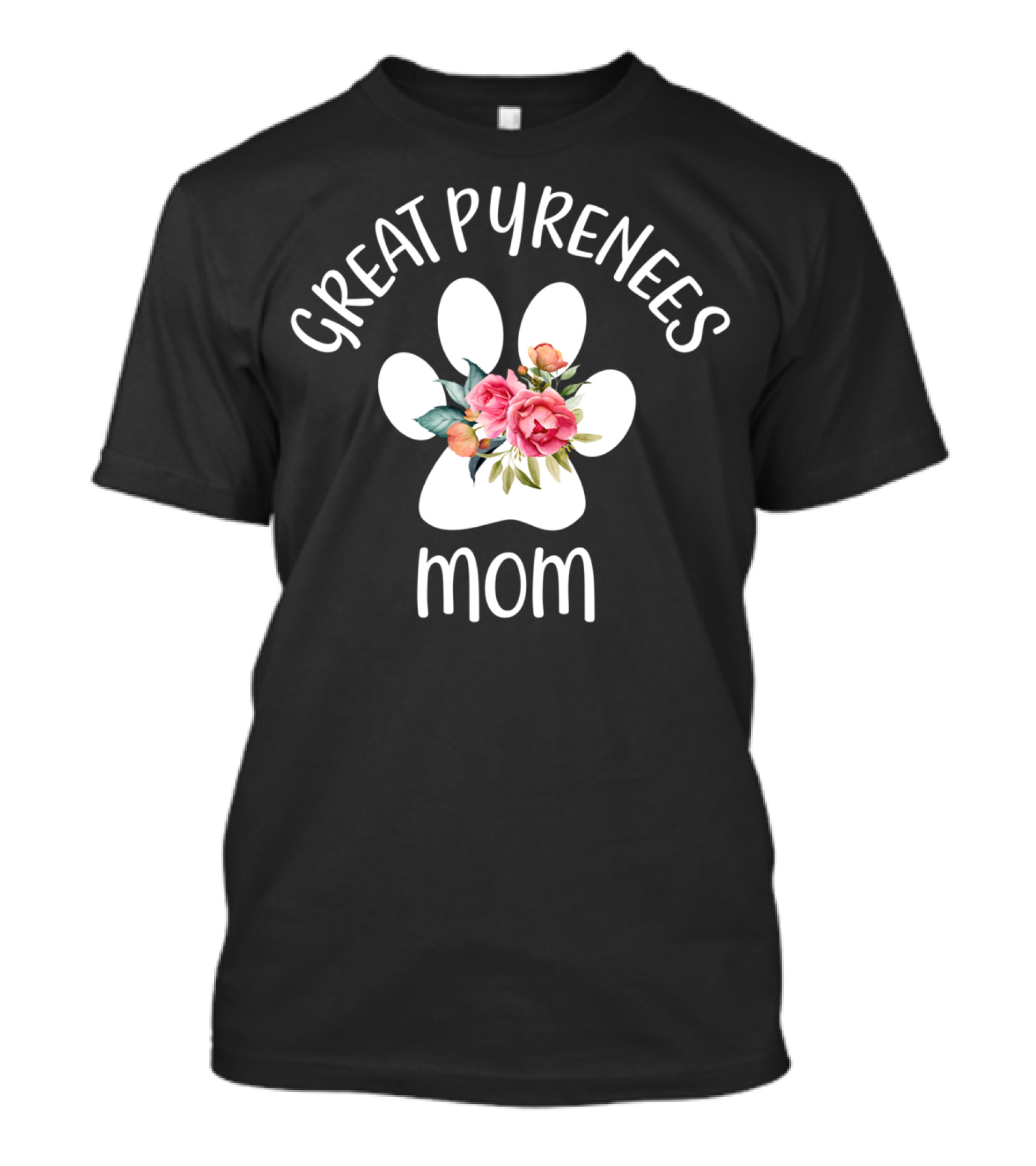 Great Pyrenees Mom Paw Print Floral T-Shirt