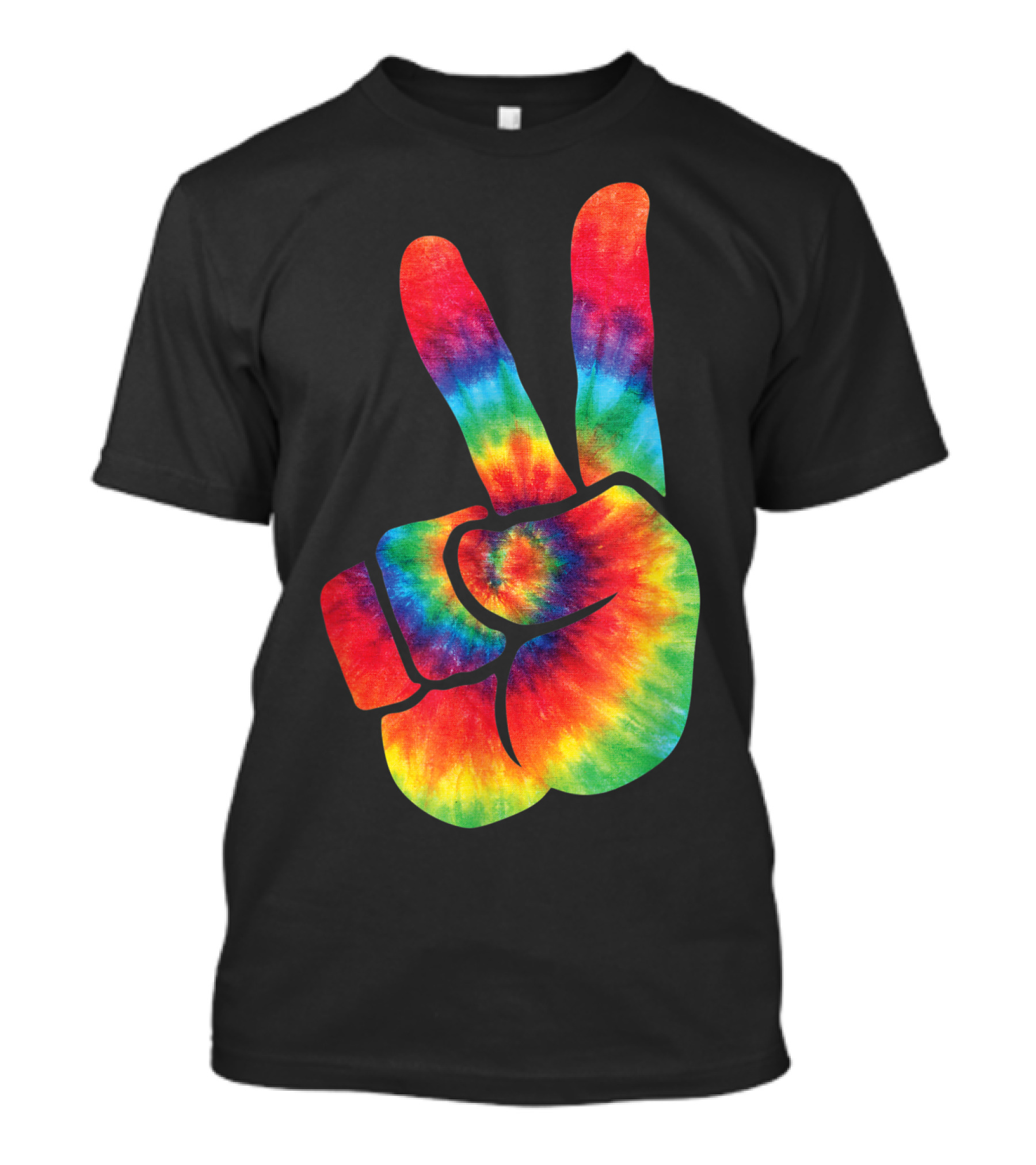 Hippie Tie Dye Peace Hand Colortone Rainbow T-Shirt