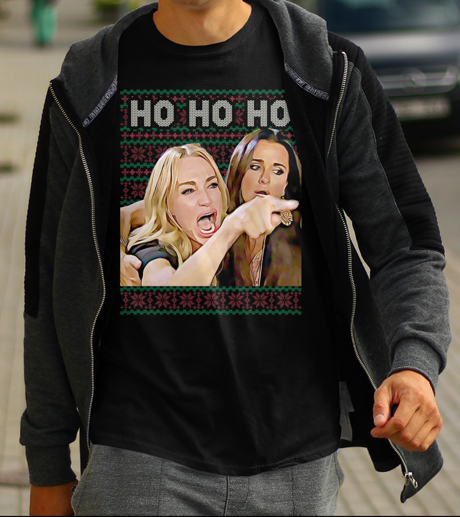 Ho Ho Ho Woman Yelling At Cat Meme Christmas T-Shirt
