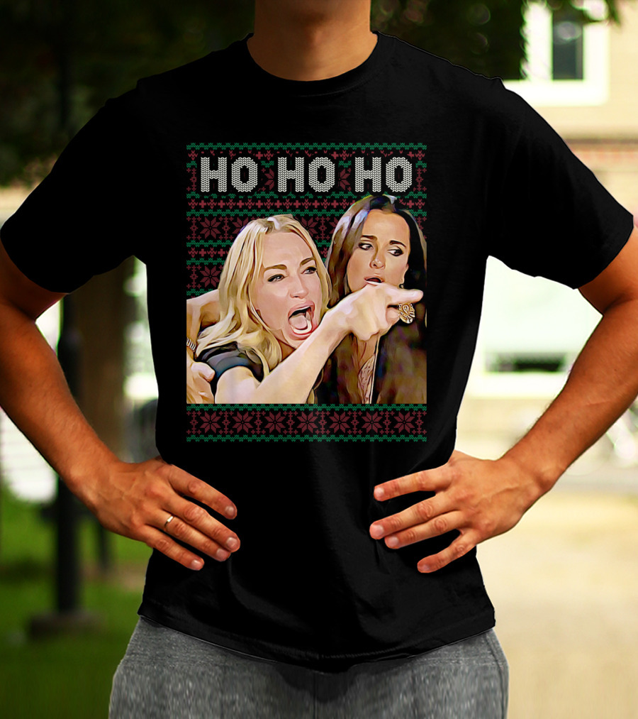 Ho Ho Ho Woman Yelling At Cat Meme Christmas T-Shirt
