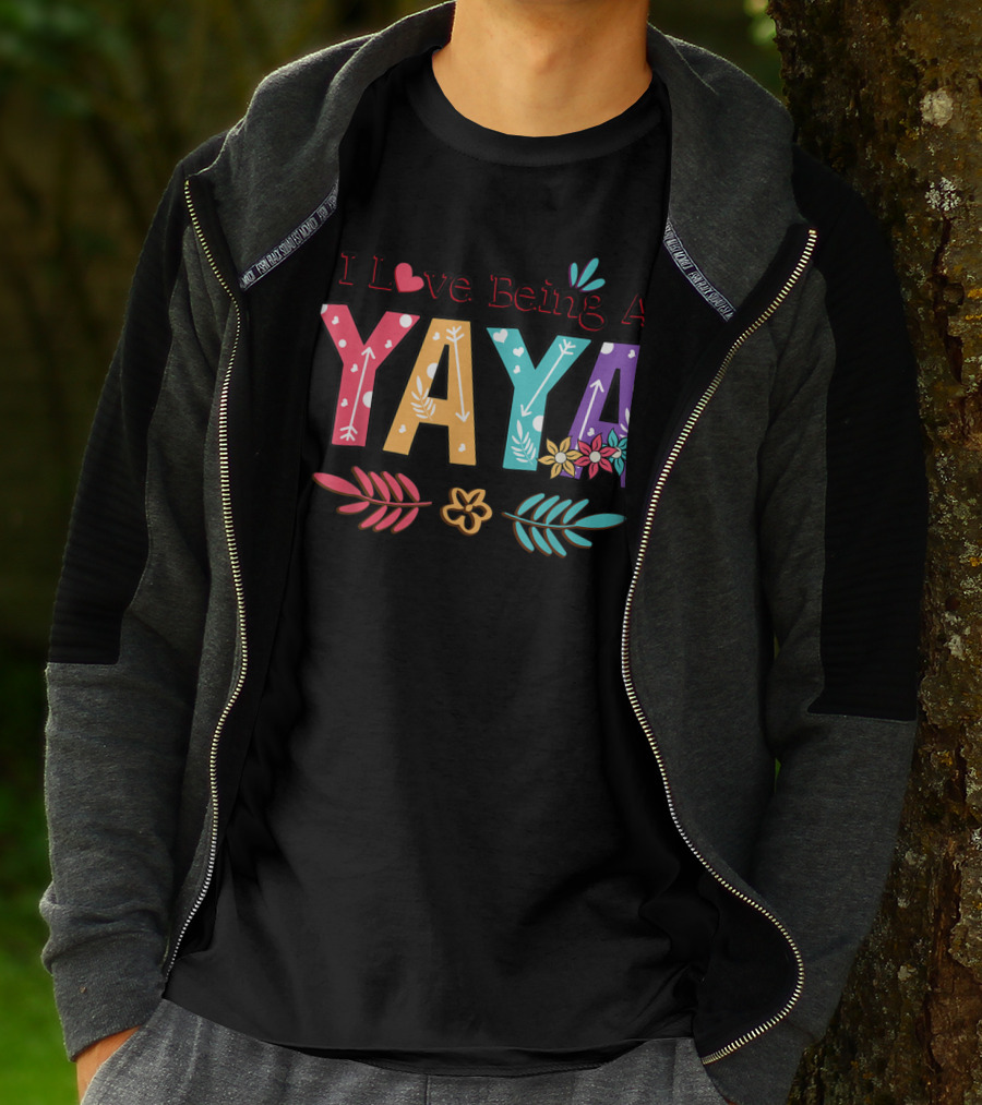 I Love Being A Yaya Colorful Floral Lettering With Heart And Arrows T-Shirt