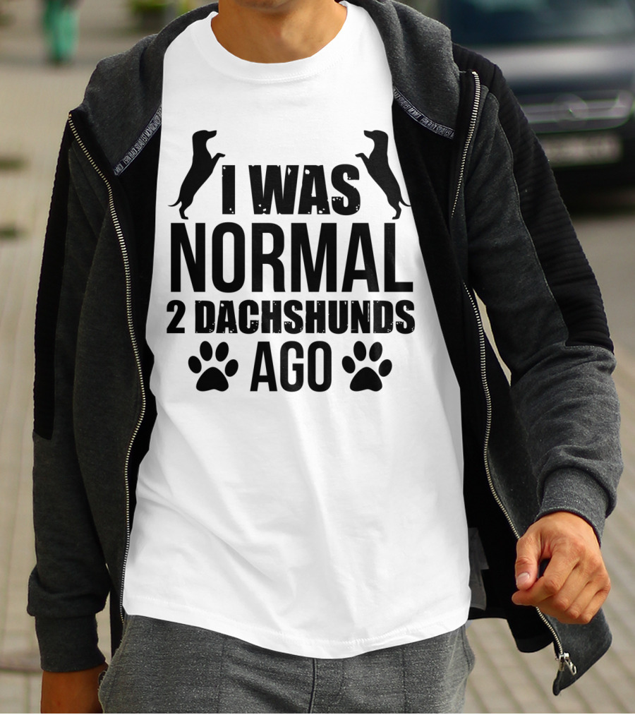 I Was Normal 2 Dachshunds Ago Funny Wiener Dog Silhouette Paws T-Shirt