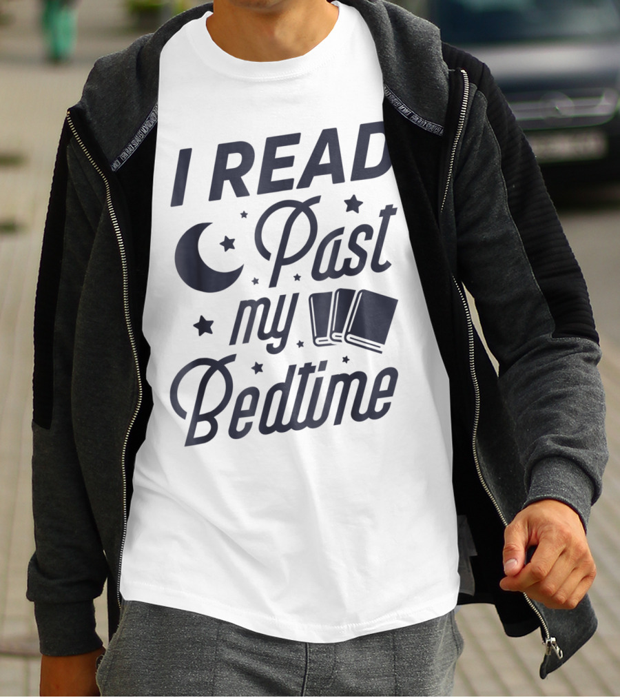 I Read Past My Bedtime With Moon, Stars, And Books T-Shirt