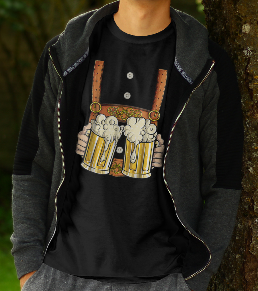 Lederhosen Costume Oktoberfest Men Prost Beer Cheers ZZ T-Shirt