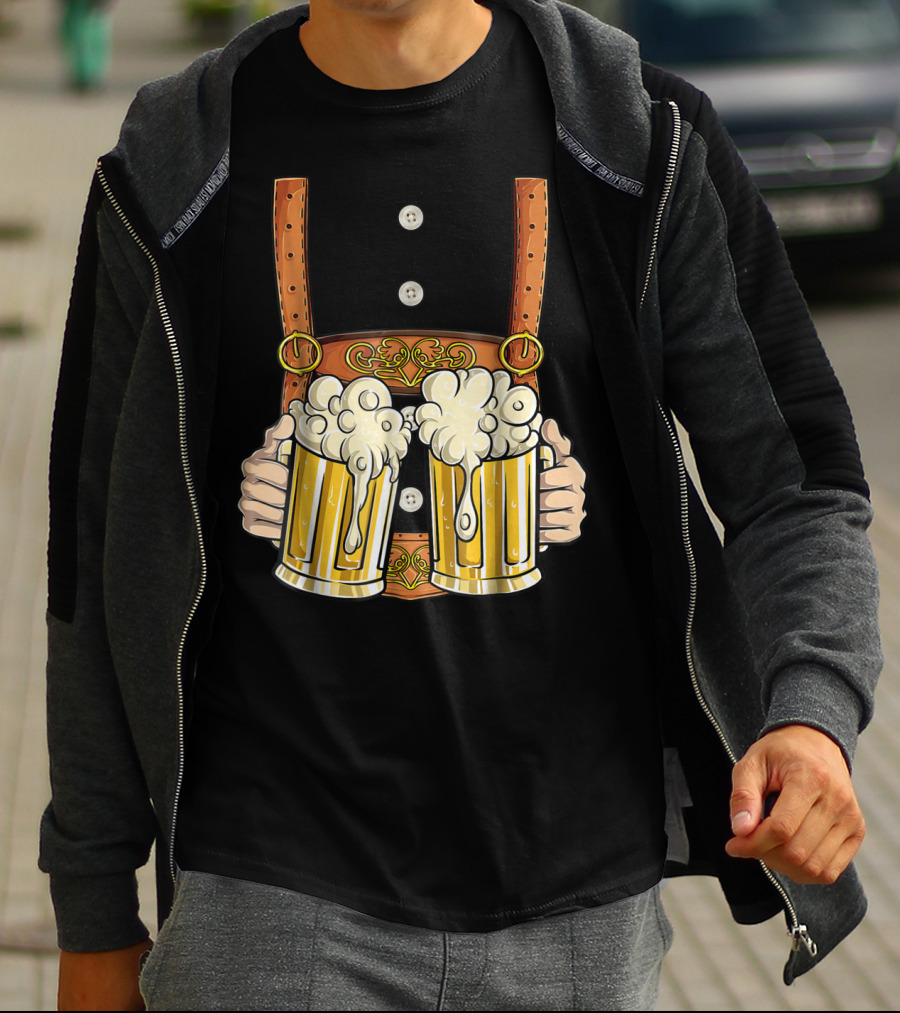 Lederhosen Costume Oktoberfest Men Prost Beer Cheers ZZ T-Shirt
