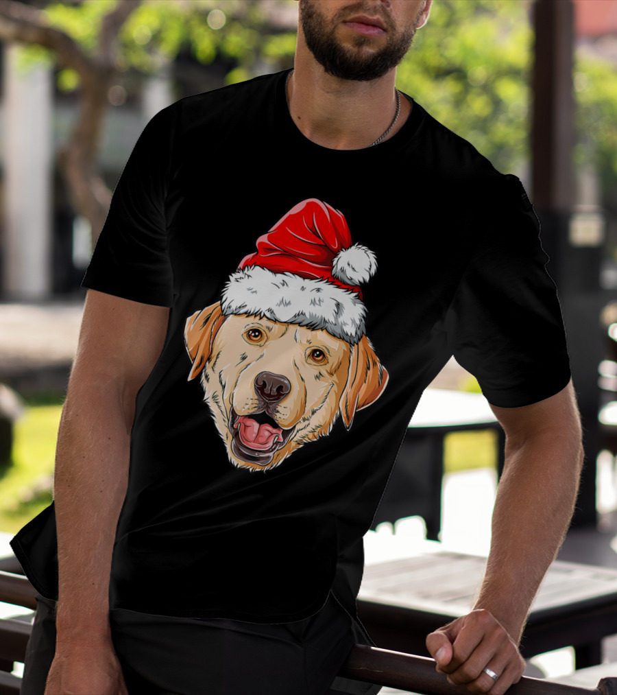 Labrador Santa Christmas Dog Wearing Festive Hat T-Shirt
