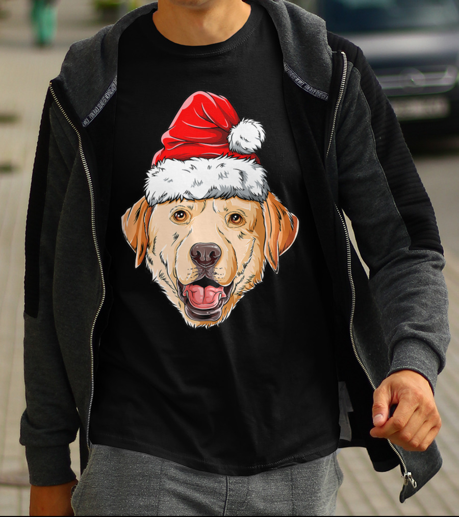 Labrador Santa Christmas Dog Wearing Festive Hat T-Shirt