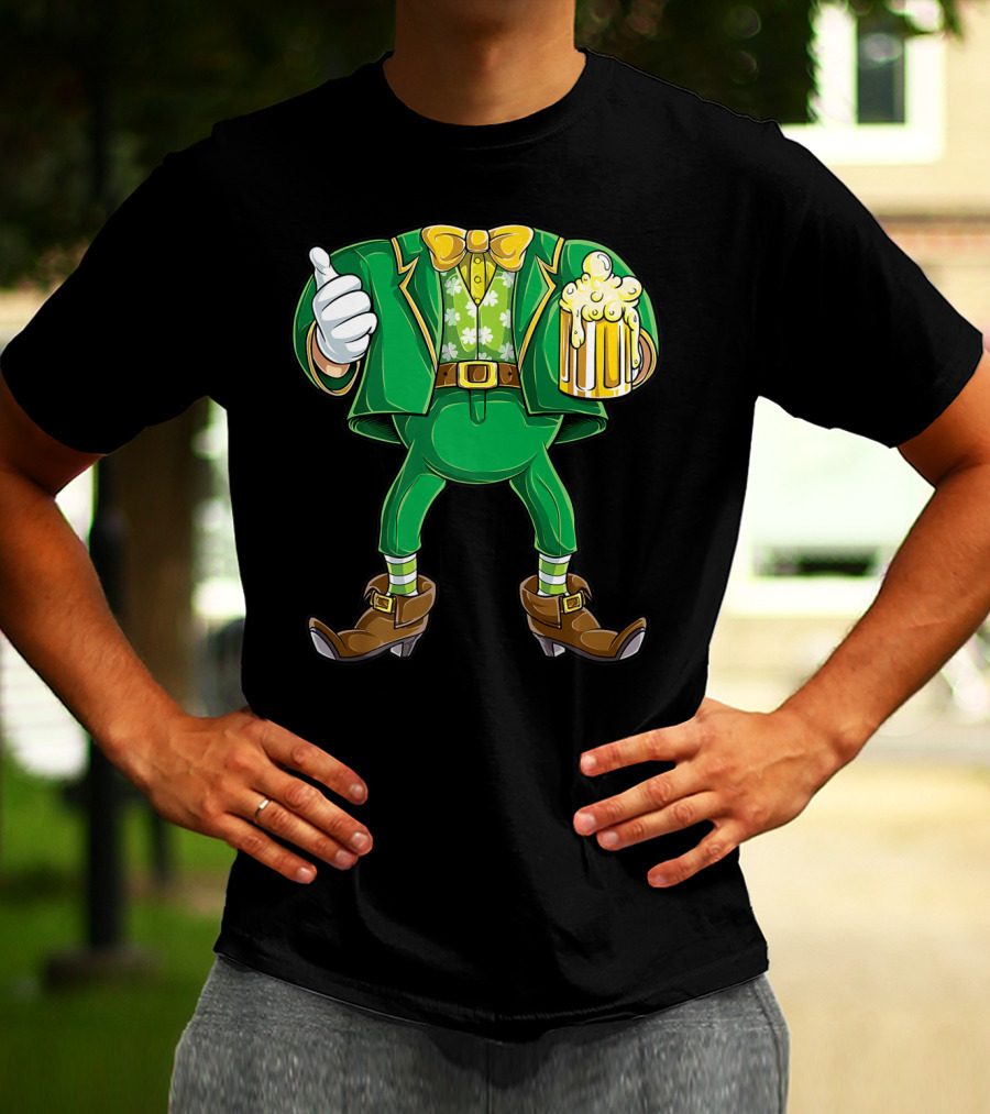 Leprechaun Costume St Patricks Day Men Beer Holding Foamy Mug And Thumbs Up T-Shirt