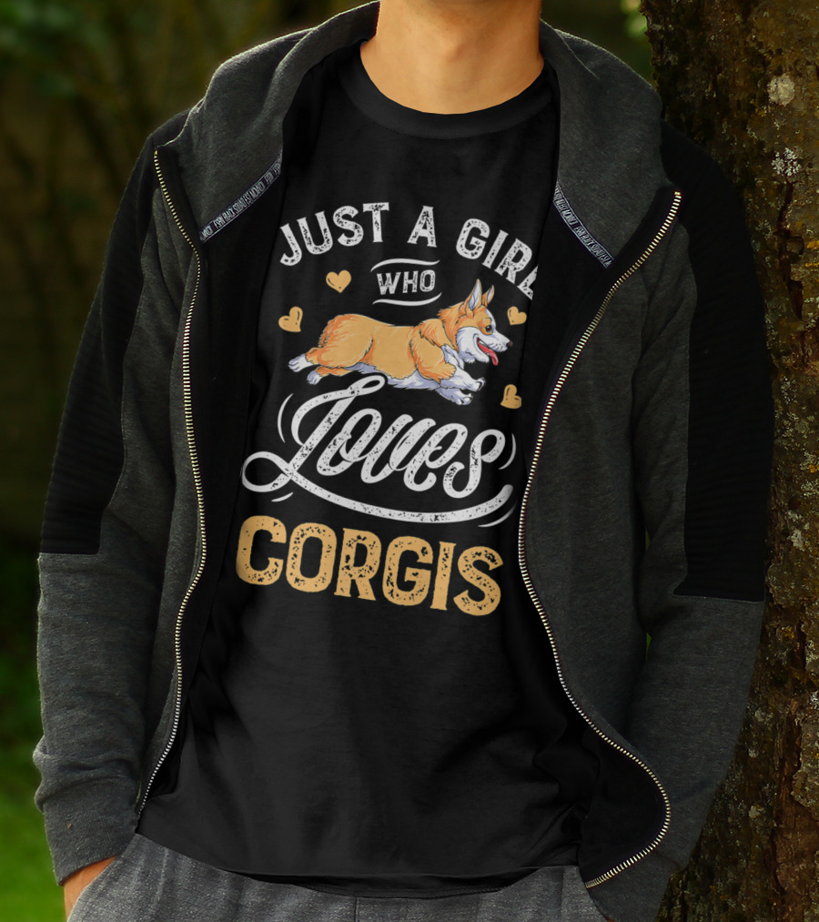 Just A Girl Who Loves Corgis Corgi Loves Hearts T-Shirt